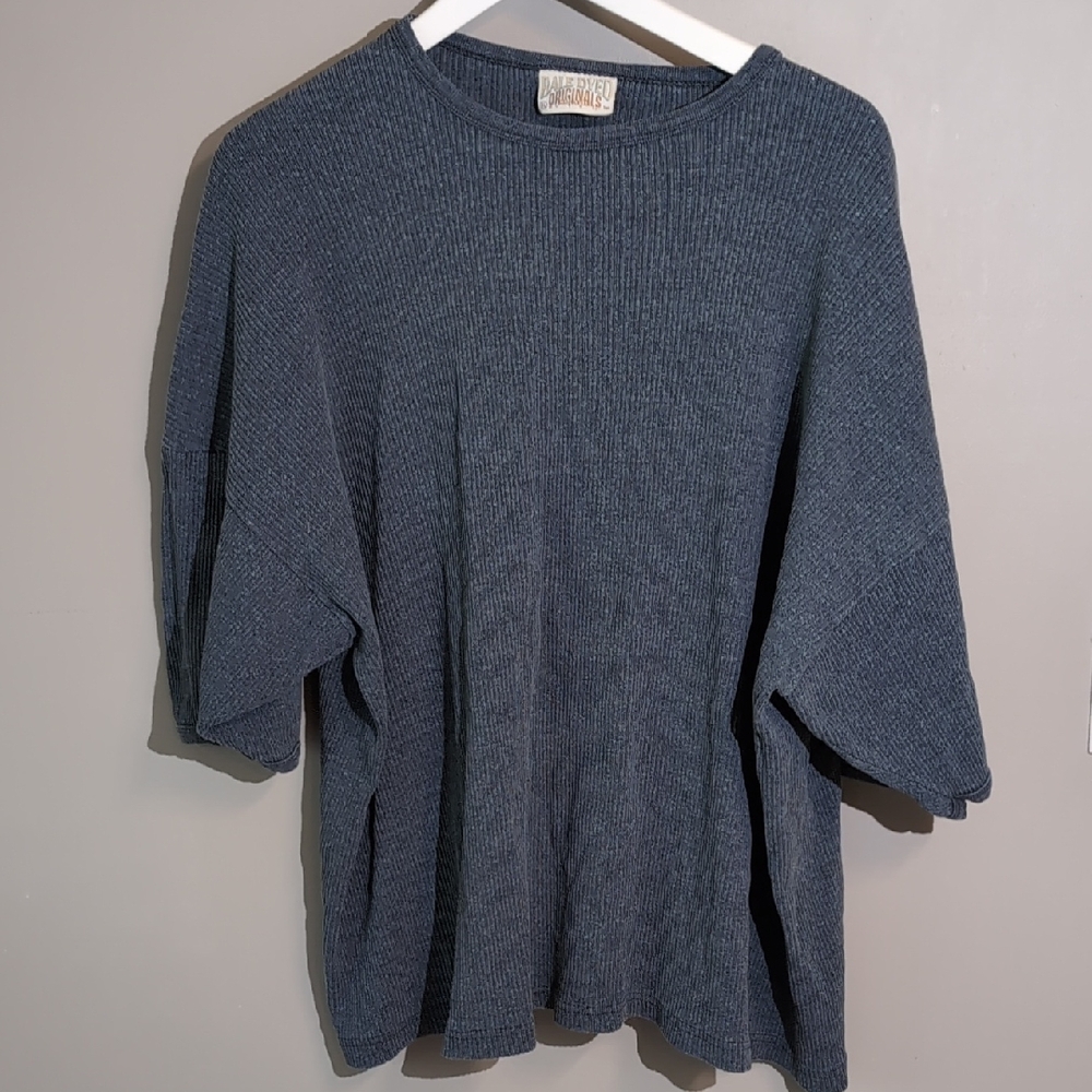 Vintage 90s Men's Navy Short Sleeve Ribbed Tee